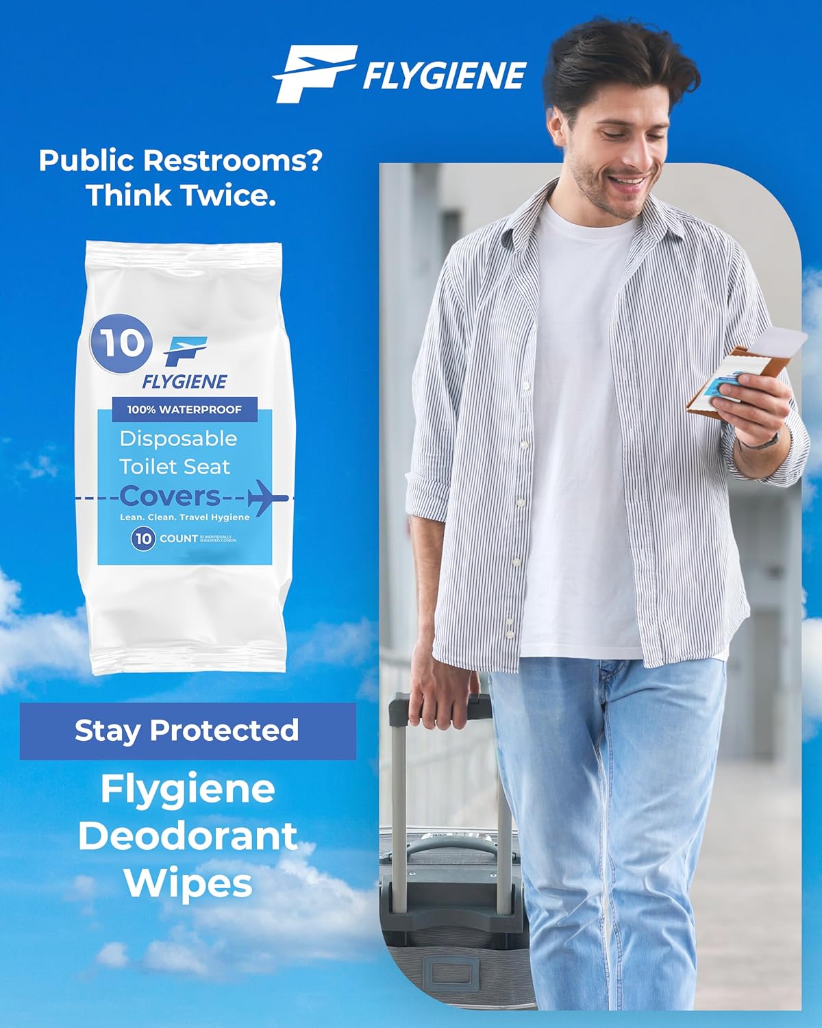 Disposable Toilet Seat Covers for Travel – Waterproof, Tear-Resistant XL Toilet Liners with 2 Layers of Protection – Individually Wrapped Travel Size Toiletries - 20 Count (2 Packs of 10)