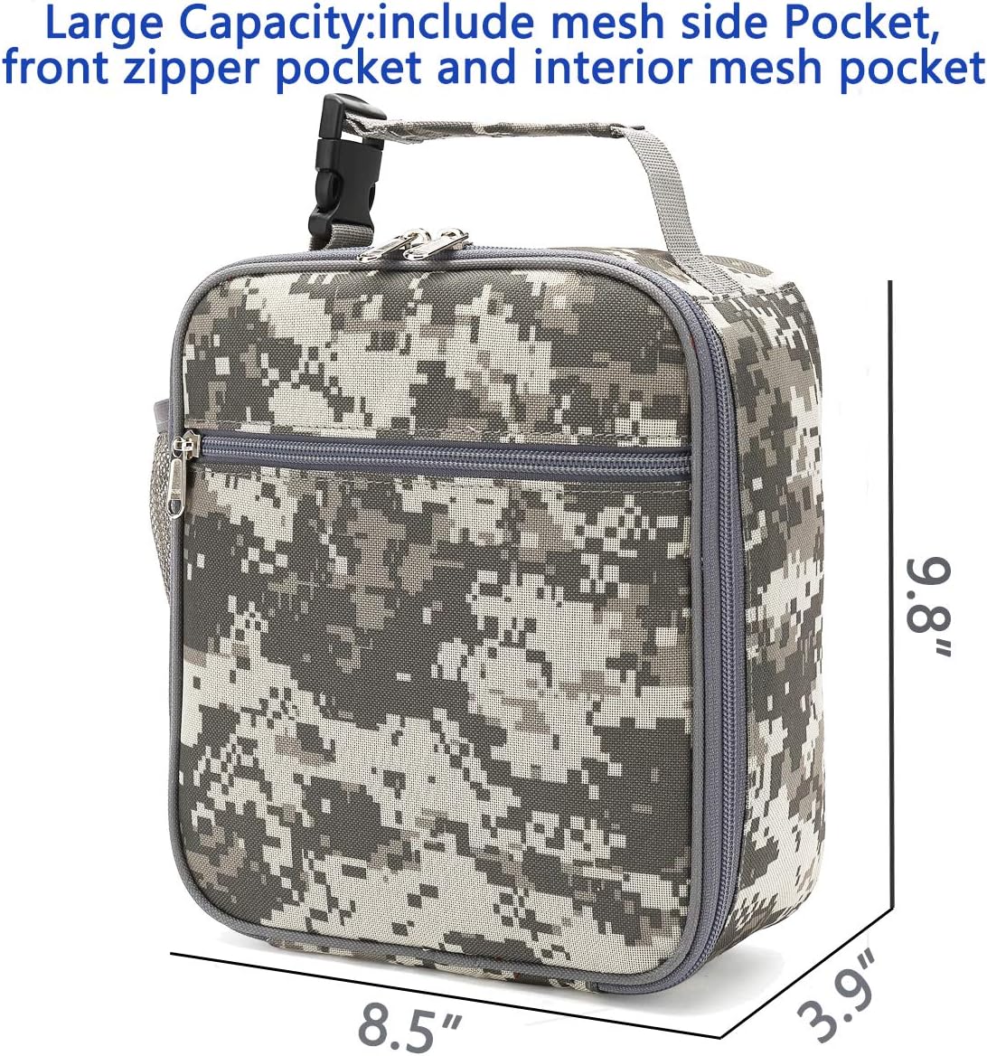 FlowFly Lunch box Insulated Soft Bag Mini Cooler Back to School Thermal Meal Tote Kit for Girls, Boys (DigitalCamo)