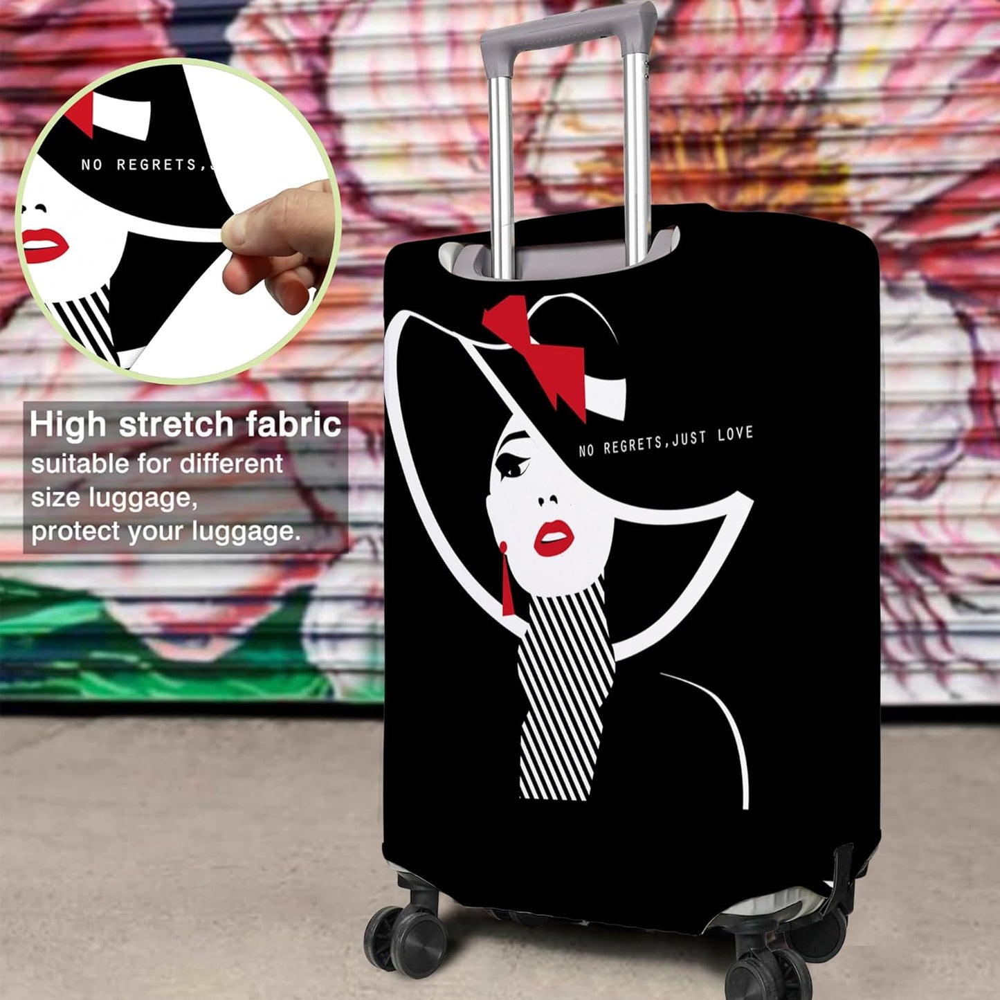 Travel Luggage Cover Suitcase Protector Fits 18-32 Inch Wheel Covers PatternedTravel Related Items Flower Luggage Protector Elastic L