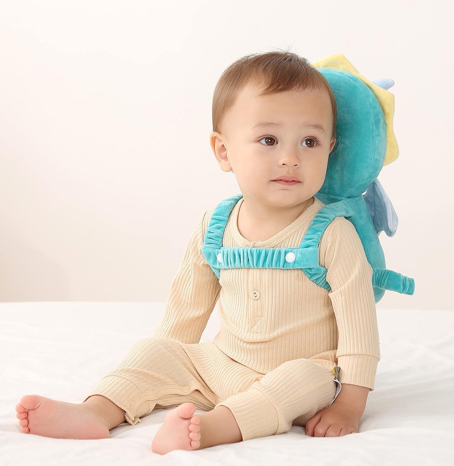 Feidoog Baby Head Protector Cushion Backpack with 3 Knee Pads for Walking & Crawling,Green