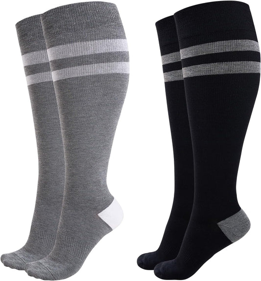 Momcozy Compression Socks for Women Wide Calf, 15-20mmHg Knee High Support Socks for Pregnancy, Nurses, Travel, Flying