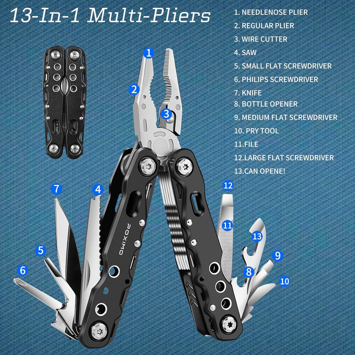 Gifts for Christmas, Multitools Set with Multi-Pliers, Pocket Knife, Tactical Pen 3-In-1, Christmas Gifts Stocking Stuffers for Men Women, EDC Multi-tools(Merry Christmas)