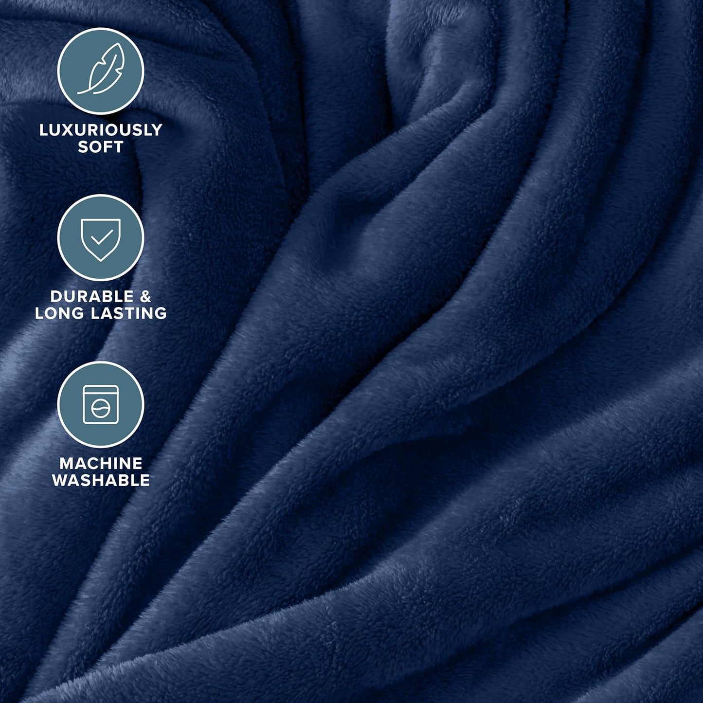 Bare Home Fleece Blanket - Full/Queen - Ultra-Soft Lightweight for Bed, Sofa, and Couch - Luxury Microplush - Cozy Warm Blanket (Full/Queen, Dark Blue)