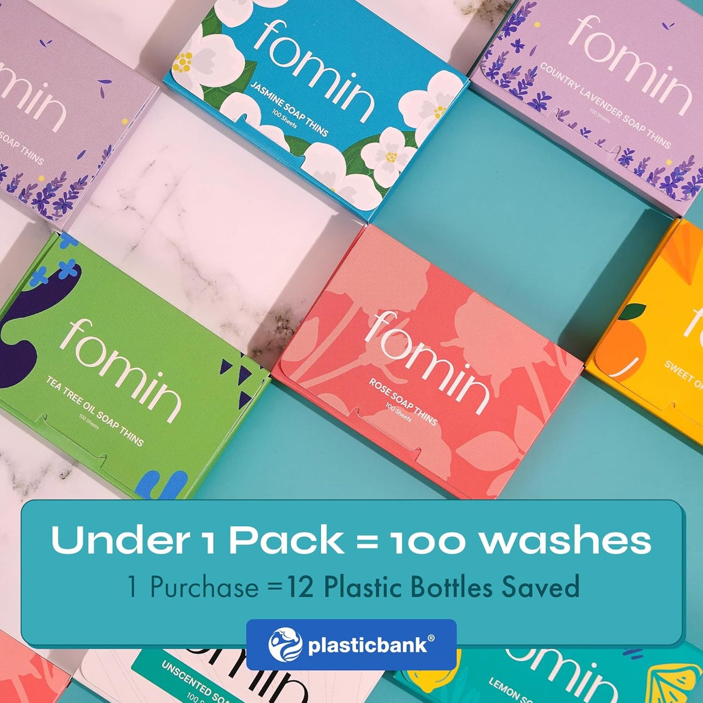 FOMIN - Antibacterial Paper Soap Sheets for Hand Washing - (100 Sheets) Lavender Portable Travel Soap Sheets, Dissolvable Camping Mini Soap, Portable Hand Soap sheet