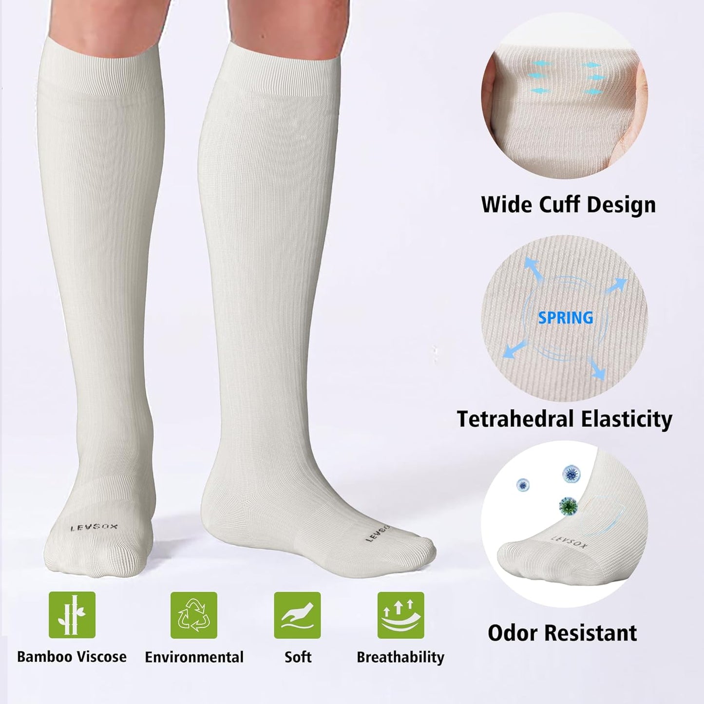 LEVSOX Compression Socks for Pregnant Women 20-30 mmHg Knee High Cute Funny Mens Supports Socks for Nurses, Medical, Travel