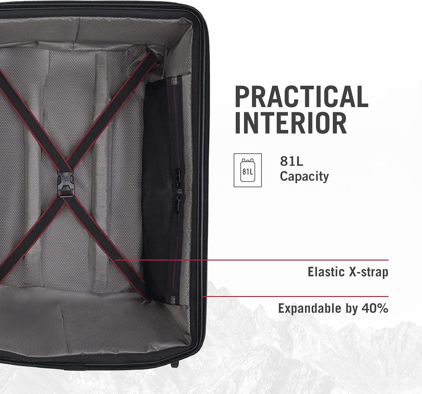 Victorinox Spectra 3.0 Expandable Medium Case - Modern Hardside Luggage - Rolling Suitcase with Spinner Wheels - Holds Travel Accessories - 81 Liters, Red