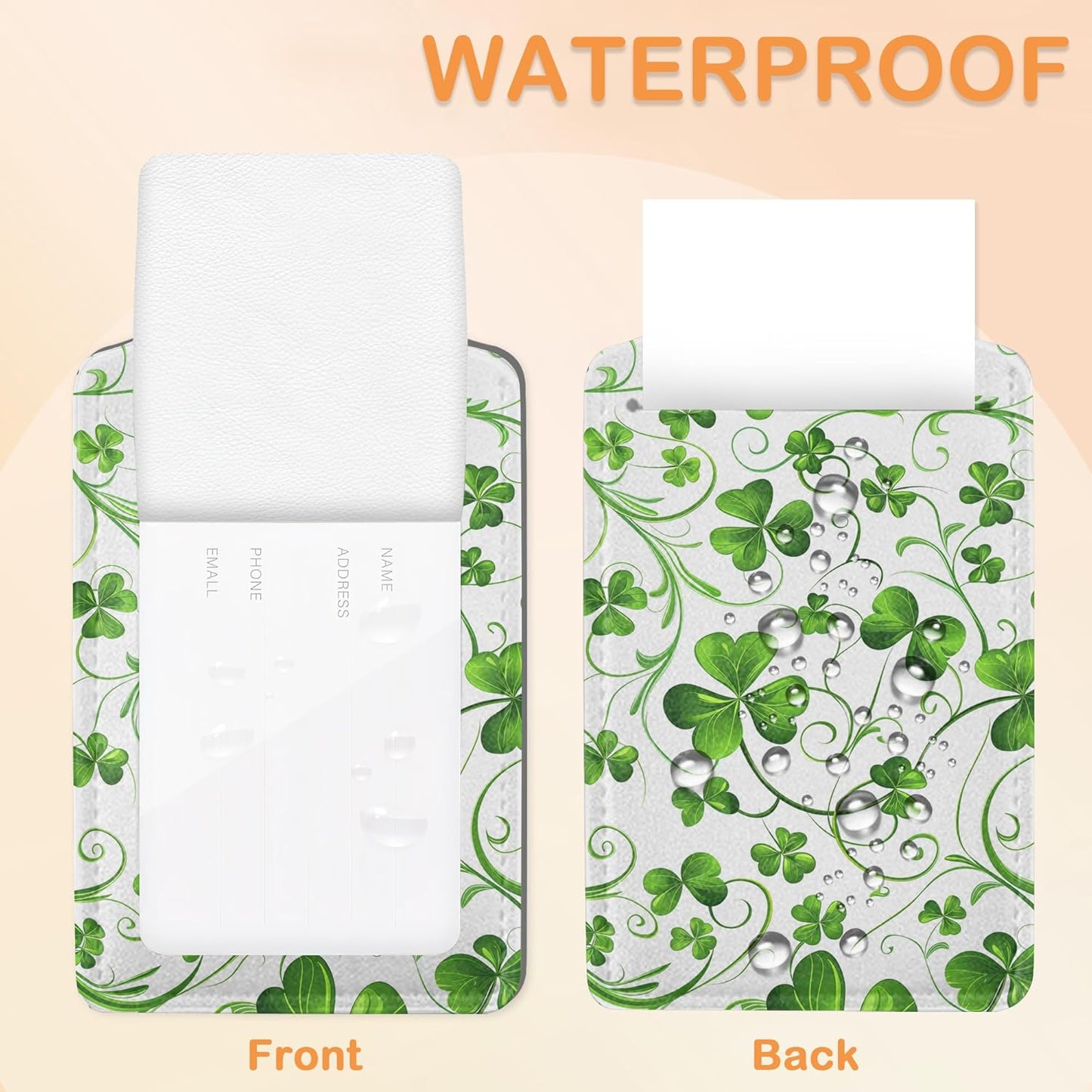 St. Patrick’s Day 3 PCS Luggage Tags, Lucky Clovers Leather Suitcase Tags with Privacy Cover Name Address Labels and Durable Steel Loop for Men/Women Travel Bag Suitcases