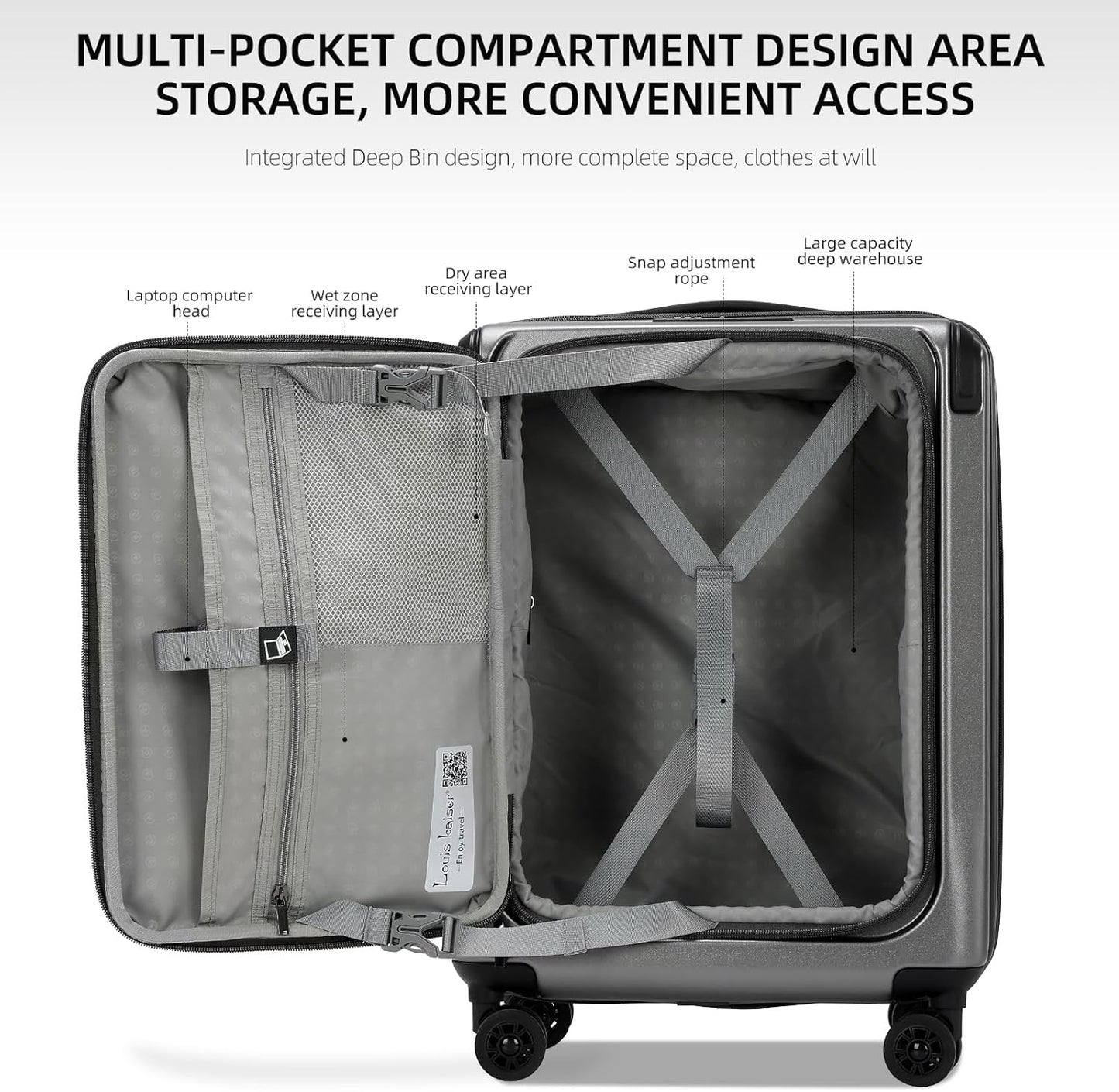 Premium Carry On Luggage, 20Inch&29 Inch Top Opening Airline Approved ABS+PC Hard Shell Suitcases with Silent Wheels, TSA Lock,Front Pocket and Wet-dry Separated Six-piece Set