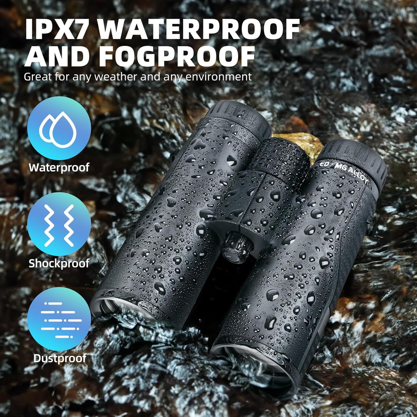 ED HD Binoculars 8x42 for Adults, Waterproof & Fogproof with Magnesium Alloy Body, BAK4 Prism - High Power Binoculars for Bird Watching, Hunting, Travel & Outdoor Sports, Compact Low Light Vision
