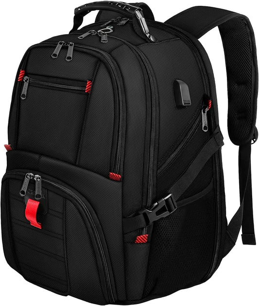 YOREPEK Travel Backpack, 15.6 Inch Laptop Backpacks for Men Women, Water Resistant College Backpack Airline Approved Business Work Bag with USB Charging Port Fits 15.6 Inch Computers, Black