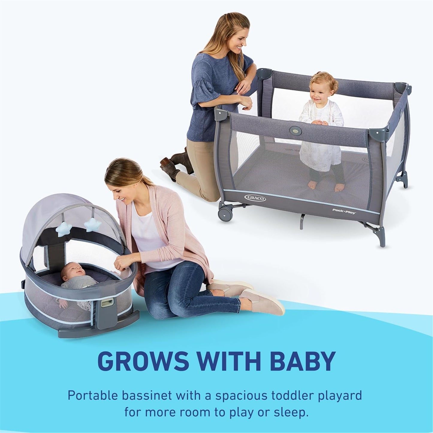 Graco Pack ’n Play Travel Dome LX Playard – Raised Portable Bassinet, UV‑50 Canopy, Changer & Storage, Annie