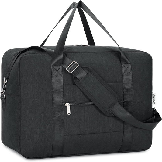 For Spirit Airlines Personal Item Bag 18x14x8 Foldable Travel Duffel Bag Underseat Carry on Luggage for Women and Men 30L (Black)
