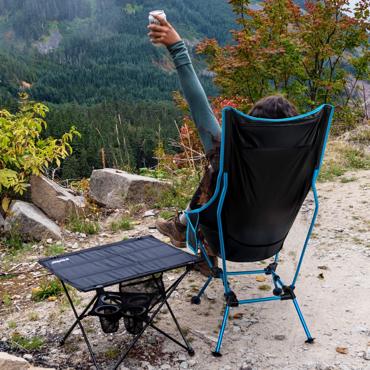 G4Free Lightweight Portable High Back Camp Chair, Folding Chair Lawn Chair Heavy Duty 330lbs with Headrest & Pocket for Outdoor Camp Travel Beach Hiking