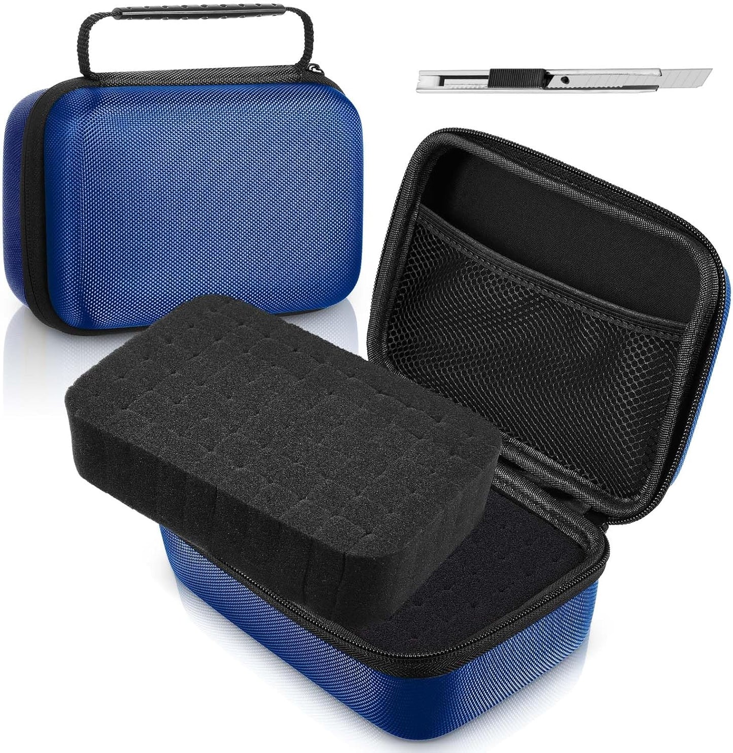 EVA Hard Case with Customizable Foam Protective EVA Carrying Case Shockproof Outdoor for Camera, Digital Products, Electronic Instruments with Knife(Blue,11 x 7.8 x 4.3 Inch)