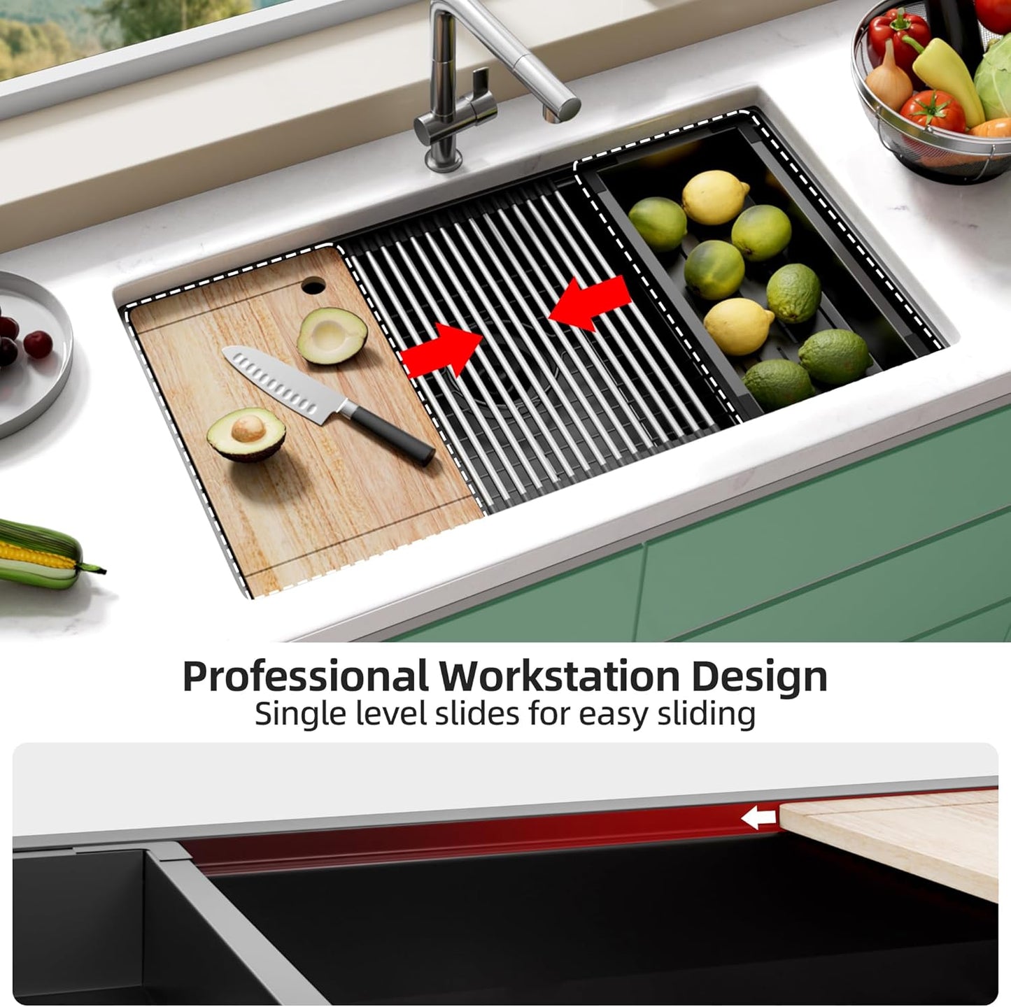 30 Inch Undermount Kitchen Sink Stainless Steel, 30x19 Undermount Workstation Sink Single Bowl Commercial 16 Gauge Stainless Steel Kitchen Sinks Black