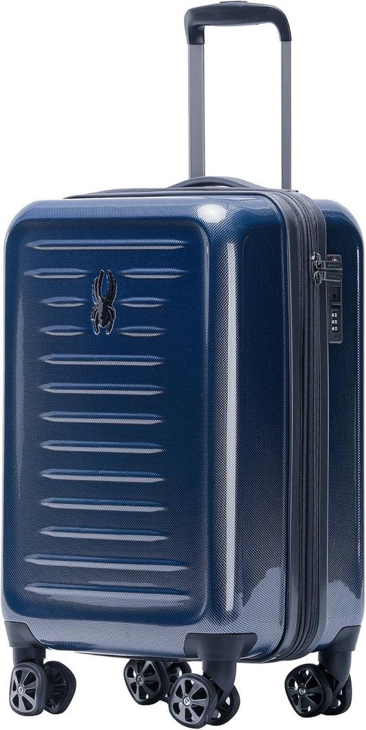 Spyder Rails 20 Inch Expandable Hardside Upright Suitcase with 360° Spinner Wheels, TSA Approved Lock, Navy