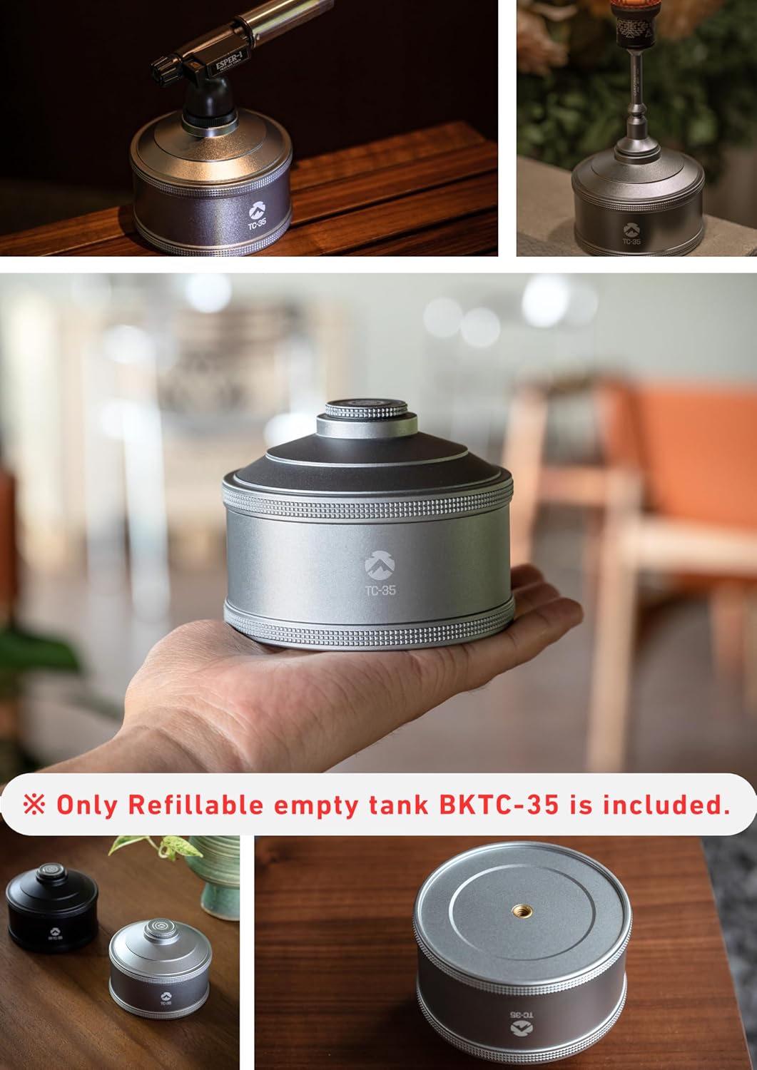 CAMPINGMOON Replacement Empty Refillable Gas Fuel Cylinder Standard for Backpacking Camping Stove EN417 Lindal Valve 110g TC-35