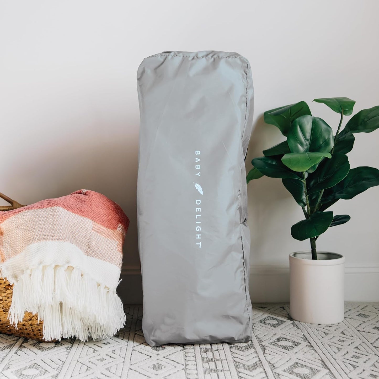 Baby Delight Lunaire Full Size Crib | Breathable Mesh Baby Crib | Tool-Free Assembly Baby Bed | Pebble Grey