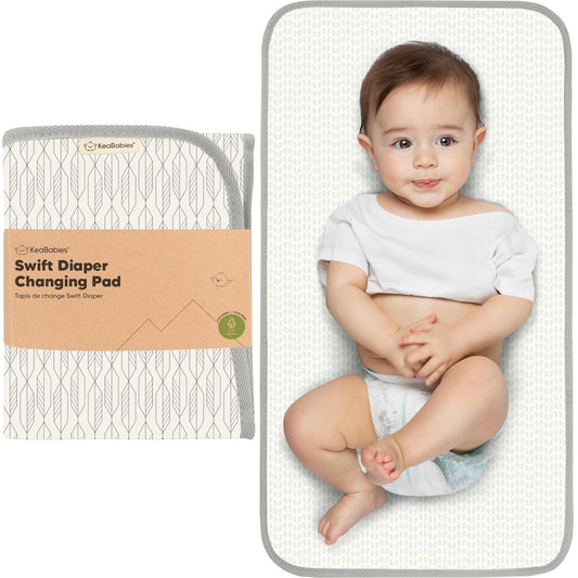 KeaBabies Portable Diaper Changing Pad, Easy Wipe Clean - Foldable Waterproof Baby Changing Mat for Diaper Bag, Compact, Lightweight, 25x13 Baby Changer Travel Essential, Machine Washable (Prism)