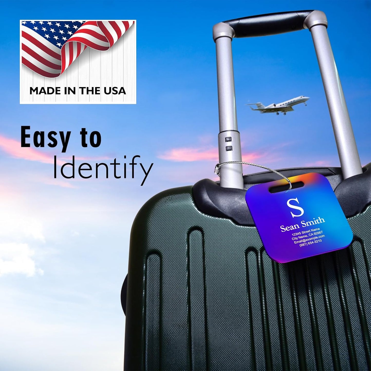 Luggage Tags for Suitcase - Personalized Engraved Rose Gold Metal Tag for Cruise Travel - Custom Name Tags Suitable for Bags and Backpacks