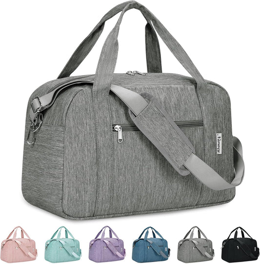 Narwey 18" Carry on Bag Underseat Luggage for Airplane Spirit Airlines Personal Item Bag Travel Duffel Bag Small Gym Bag Weekender Overnight Bag with Wet Pocket for Women and Men (Grey)