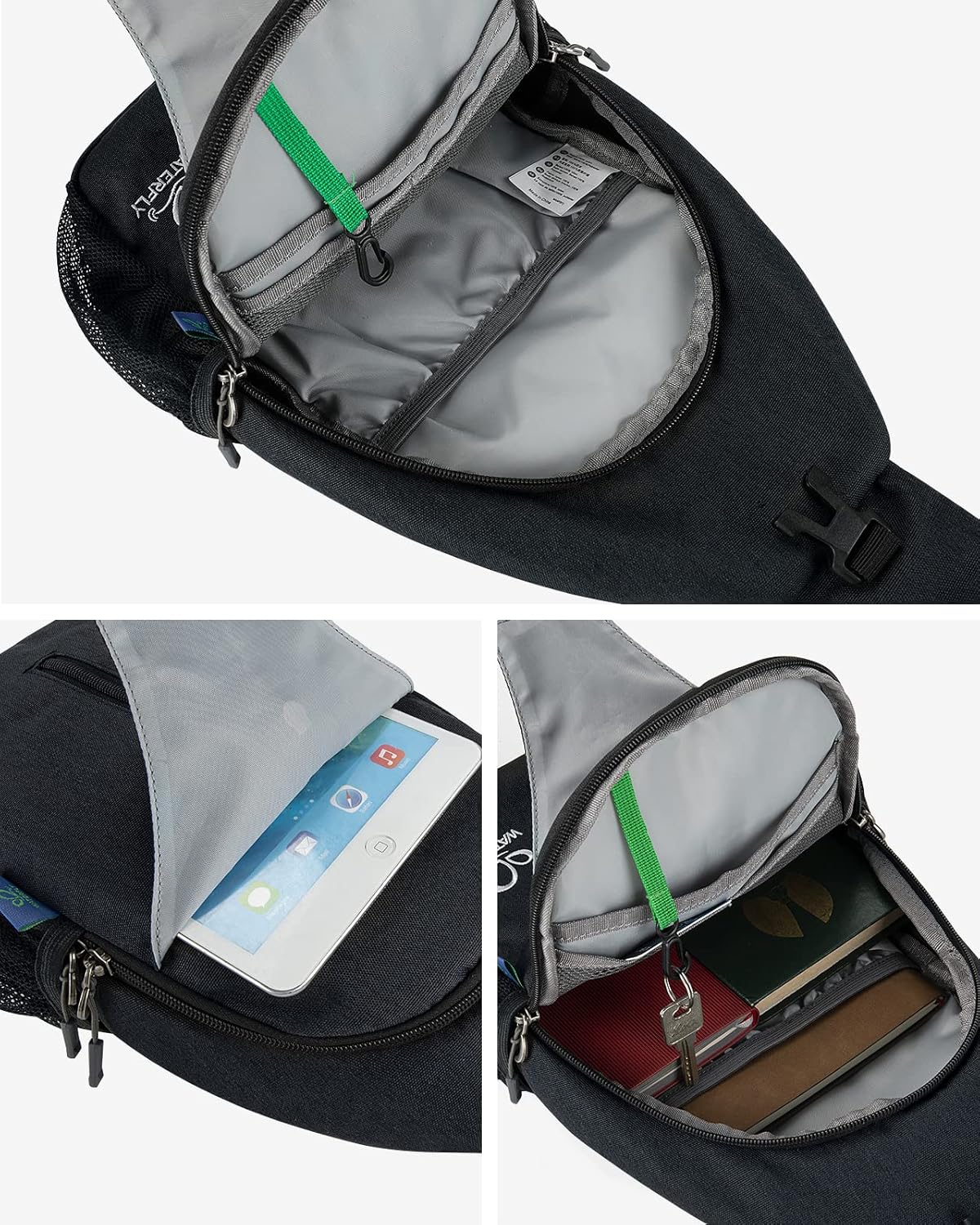 WATERFLY Crossbody Sling Backpack Sling Bag Travel Hiking Chest Bag Daypack