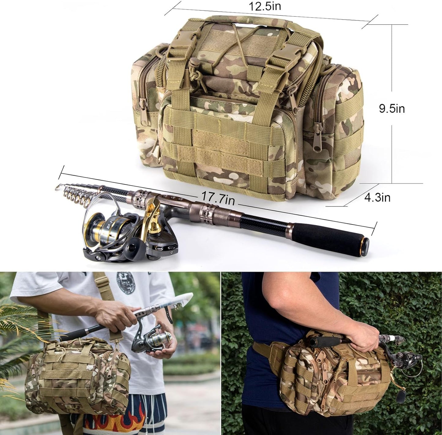 Dr.Fish Fishing Rod and Reel Combos 125-Pieces Telescopic Spinning Pole Reel Gear Equipment Set with Tackle Bag for Adult Collapsible Travel Complete Fishing Set Men Starter Freshwater Saltwater