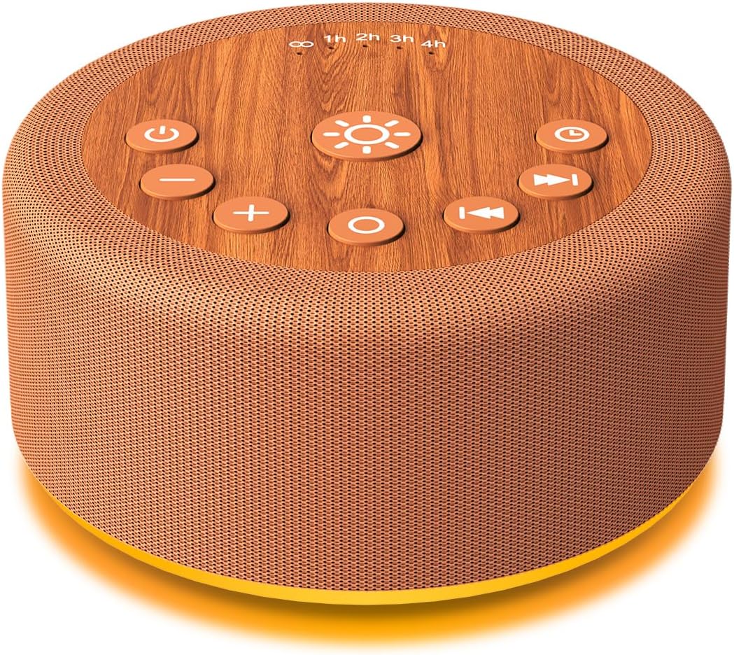 Sleep Sound Machine White Noise Machine with 30 Non Looping Sounds 12 Night light Colors with 5 Timers 36 Adjustable Volume Memory Function Brown Noise Machine for Baby kid Adult & Home Nursery Travel