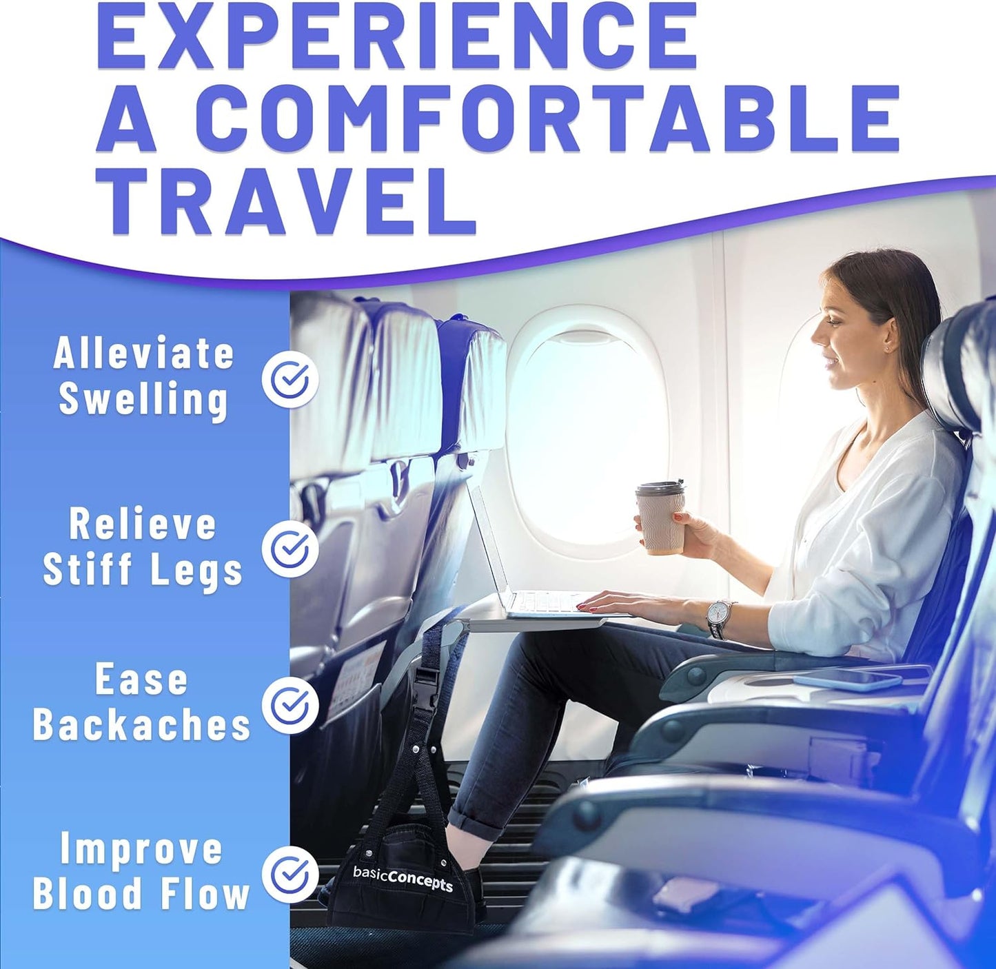 Airplane Footrest (4 Pack), Perfect Foot Hammock for Airplane Travel or Office - Relax Your Feet