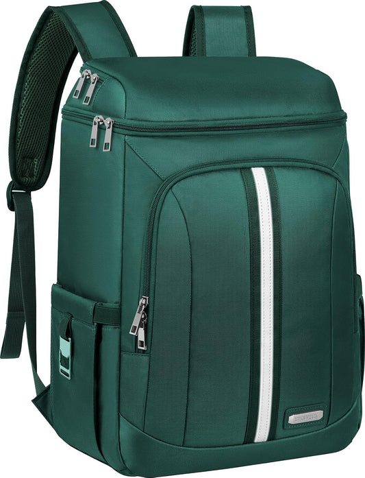 Backpack Cooler Insulated Leak Proof 35 Cans, 2 Insulated Compartments Thermal Bag, Portable Lightweight Beach Travel Camping Lunch Backpack for Men and Women, 30L, Reflective Stripes, Water-Resistant