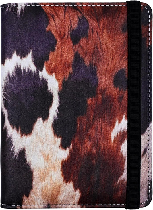 Passport Holder for Women and Men PU Leather Passport Cover for Travel (Cow Print)