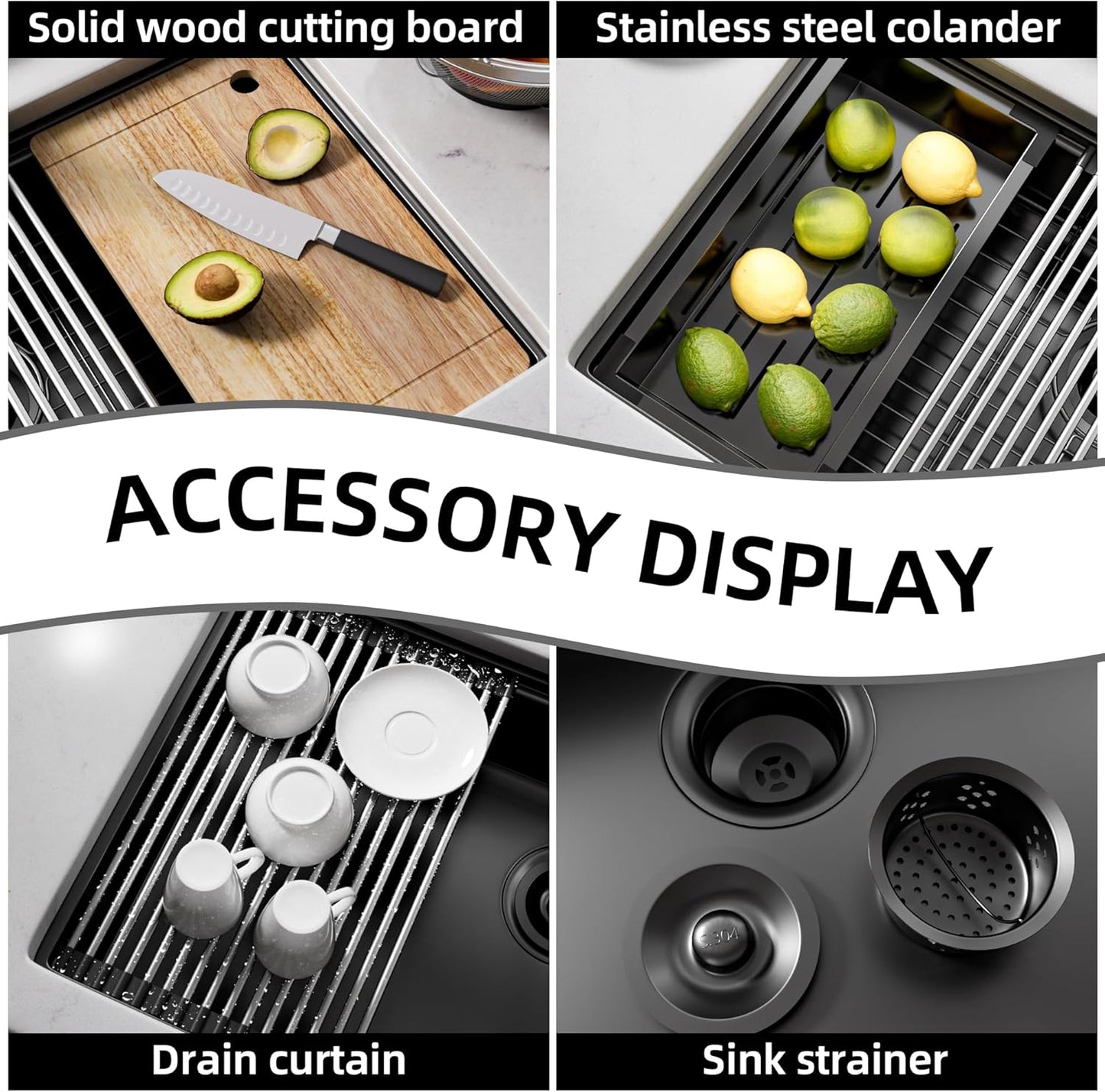 30 Inch Undermount Kitchen Sink Stainless Steel, 30x19 Undermount Workstation Sink Single Bowl Commercial 16 Gauge Stainless Steel Kitchen Sinks Black