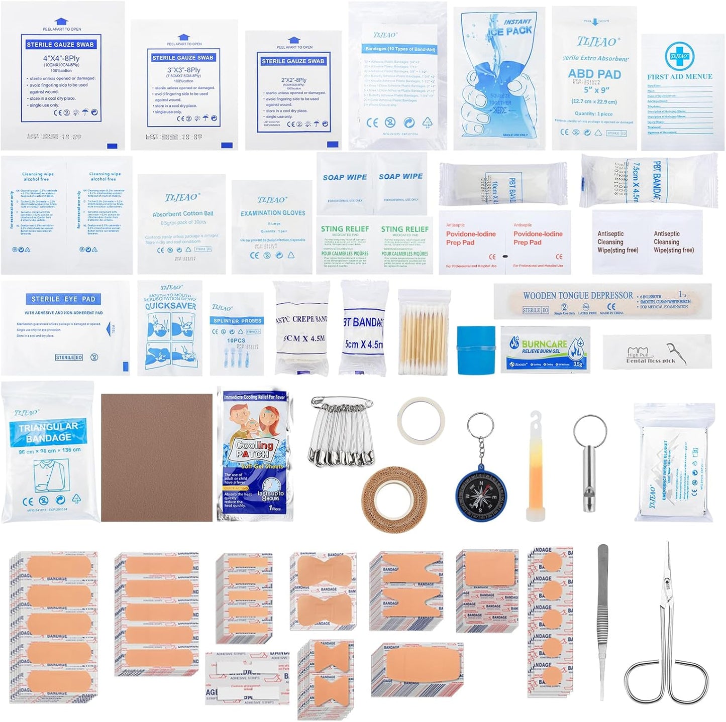 330 Piece First Aid Kit, Premium Waterproof Compact Trauma Medical Kits for Any Emergencies, Ideal for Home, Car, Travel, Camping, Hiking, Truck, Office, Sports (Red)