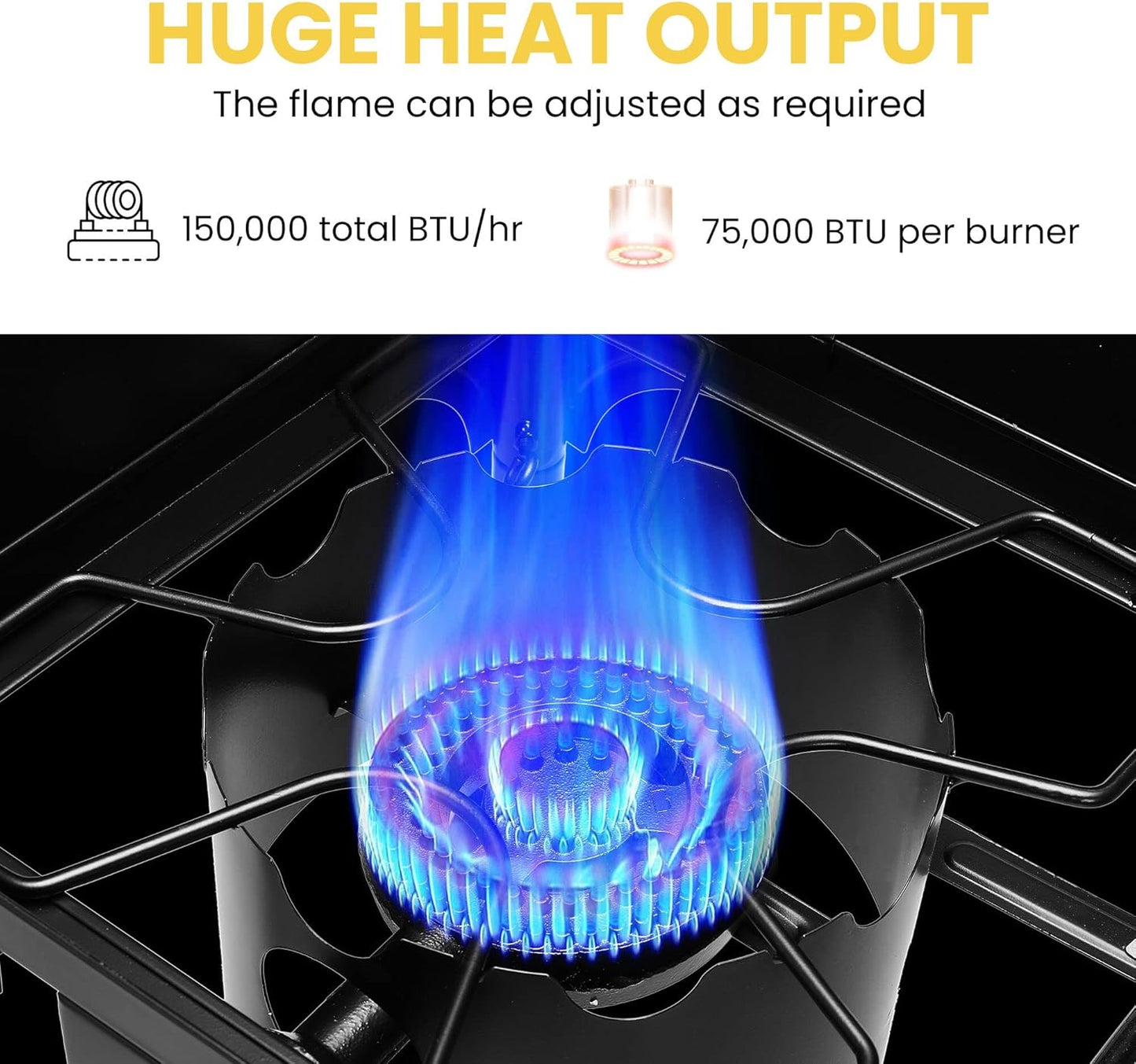 VIVOHOME 150,000 BTU Double Burner Propane Stove, Heavy-Duty Outdoor Portable Camp Stove with Windscreen & Detachable Legs for Camping, Backyard, BBQ Cookouts