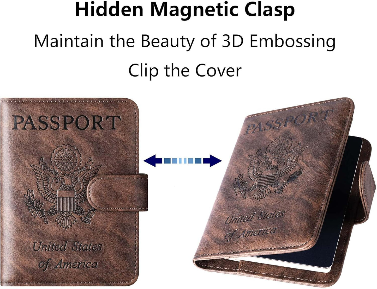 Passport Holder Cover Wallet Travel Essentials Leather Rfid Blocking Case Vacation Luggage Must Haves Travel Accessories for Men Women (120#Coffee)