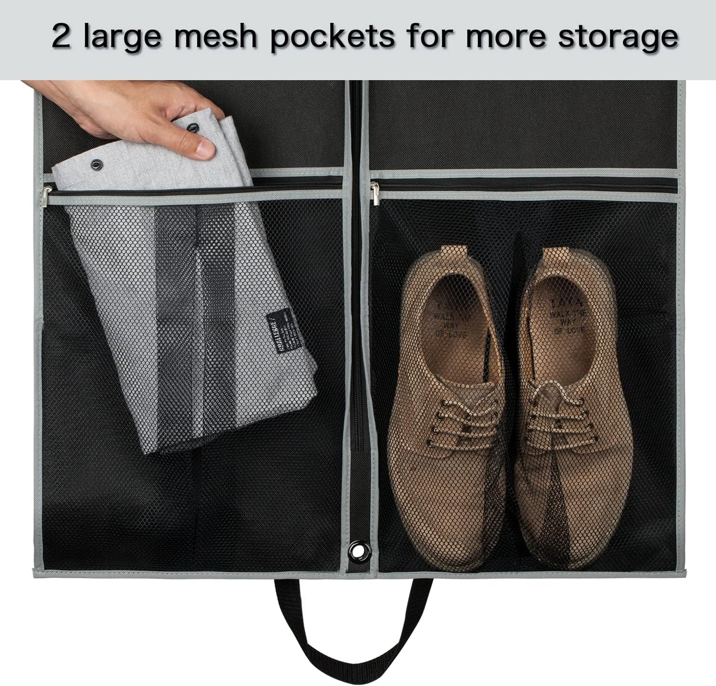 Zilink Long Dress Garment Bags for Travel 60" Dress Suit Cover for Storage with 2 Large Mesh Pockets and a PVC Card Holder, Black
