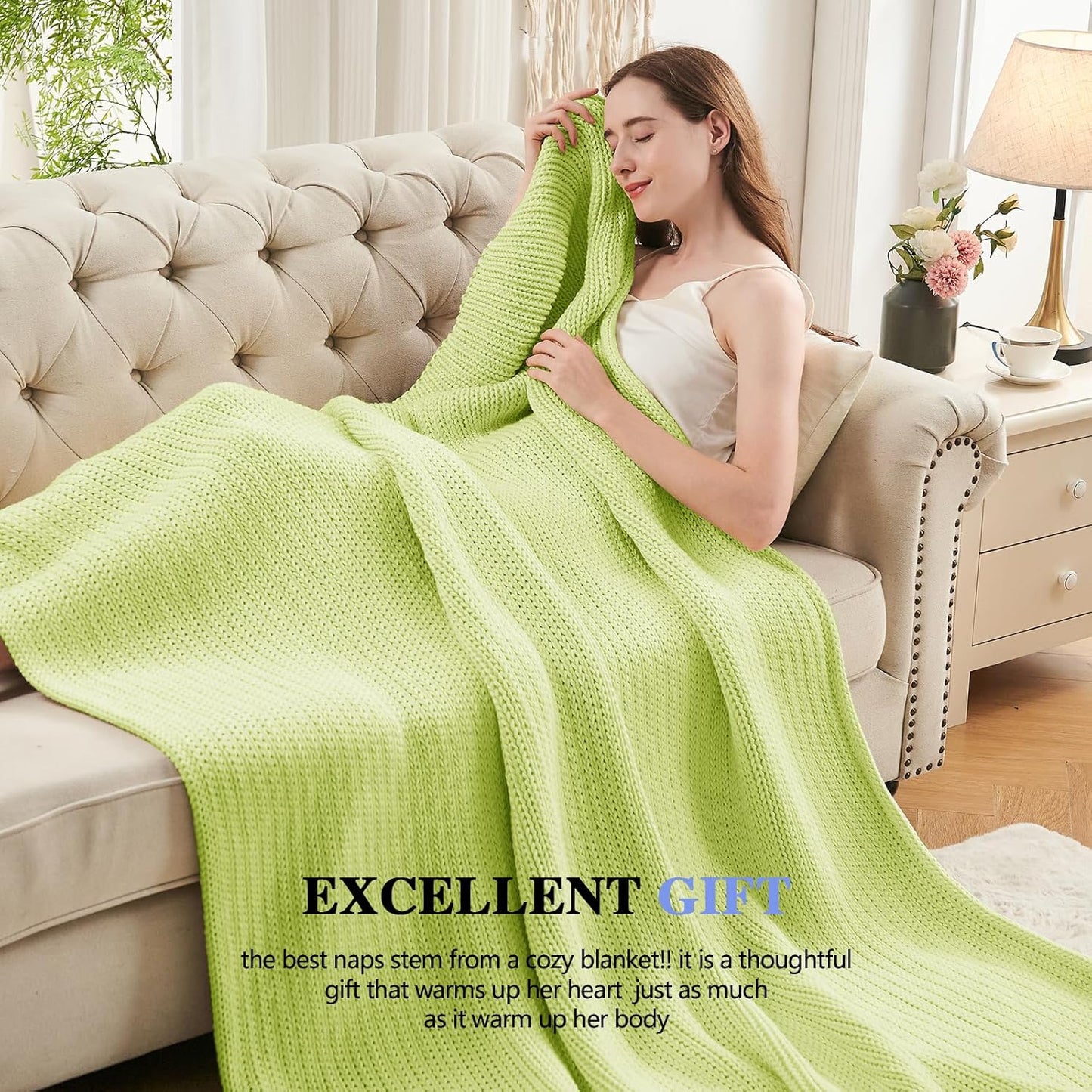 L'AGRATY Knitted Weighted Blanket - 48"x72" 12lbs Cooling Chunky Knit Heavy Blanket for Adults Braided Crochet Throw Thick Cable Yarn Knit Decorative No Beads Evenly Weighted Machine Washable