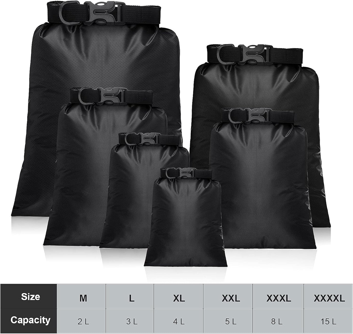 Shappy Waterproof Dry Bag Set 6 Sizes Lightweight Sacks and Long Adjustable Shoulder Strap Outdoor Water Proof Keep Gear Dry Bag Stuff Sacks for Backpacking, Boating, Hiking, Camping