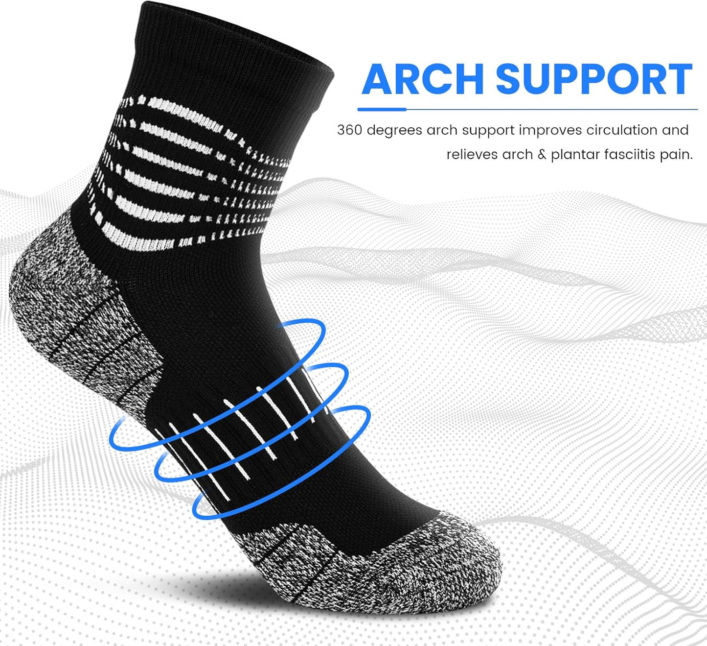 IRAMY Ankle Compression Socks for Men Athletic Running Socks with Cushioned Support 3 Pairs