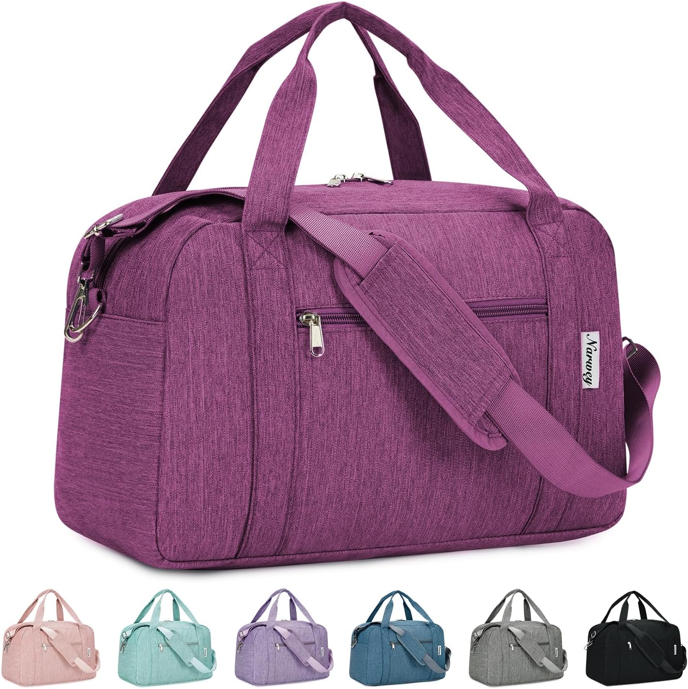 Narwey 18" Carry on Bag Underseat for Airplane with Wet Pocket Spirit Airlines Personal Item Bag Travel Duffel Bag Small Gym Bag Weekender Overnight for Women and Men (Dark Purple)