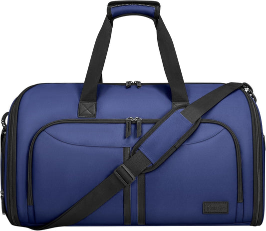 BALEINE Convertible Garment Bag with Shoe Compartment, 2 in 1 Carry on Garment Duffle Bags for Travel, Suit Bag for Men Women (Navy)