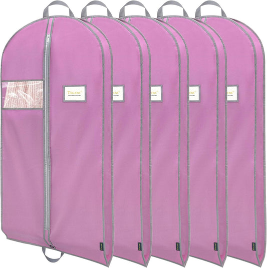 BALEINE 5PK Heavy Duty Garment Bag with Shoe Storage Travel Bag for Dresses, Suit, Coats Travel Essential (43", Pink)
