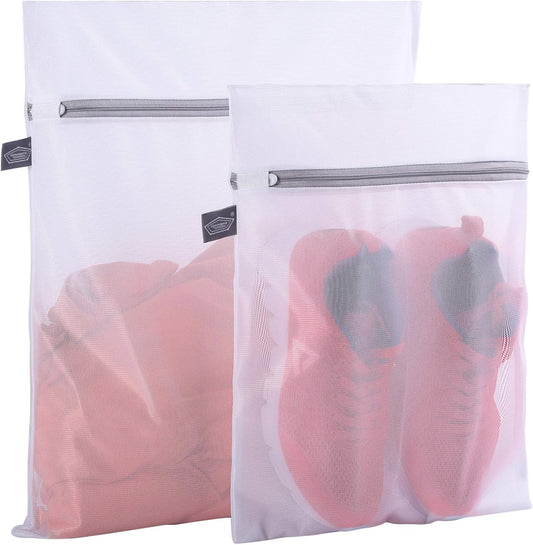 Kimmama Set of 2 Delicates Laundry Bags,Durable Zipper Mesh Laundry Bag,Bra Fine Mesh Wash Bag,Keep Cloth Shape in the Washer