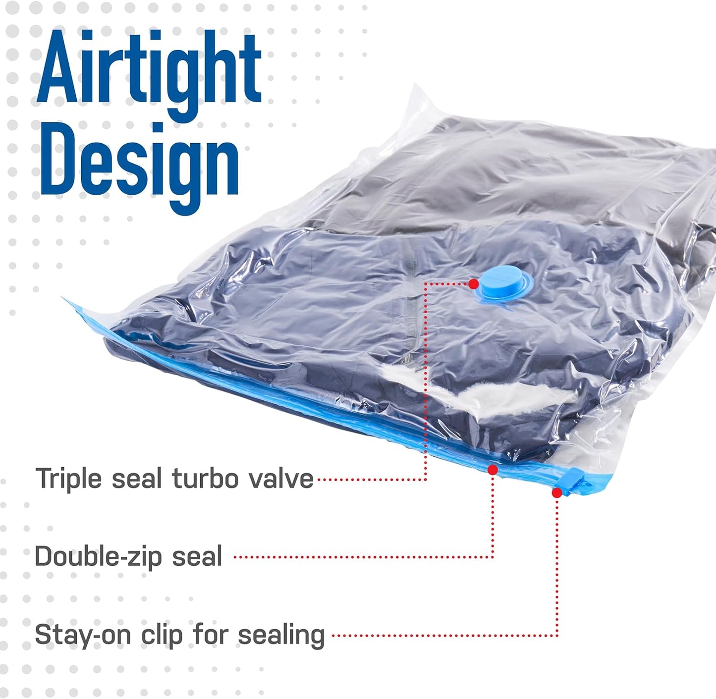 5 Pack Large Vacuum Storage Bags for Comforters, Blankets & Clothes – Vacuum Sealed Compression Bags with Hand Pump – Space Saver Storage Bags for Bedding, Moving, Travel & Organization