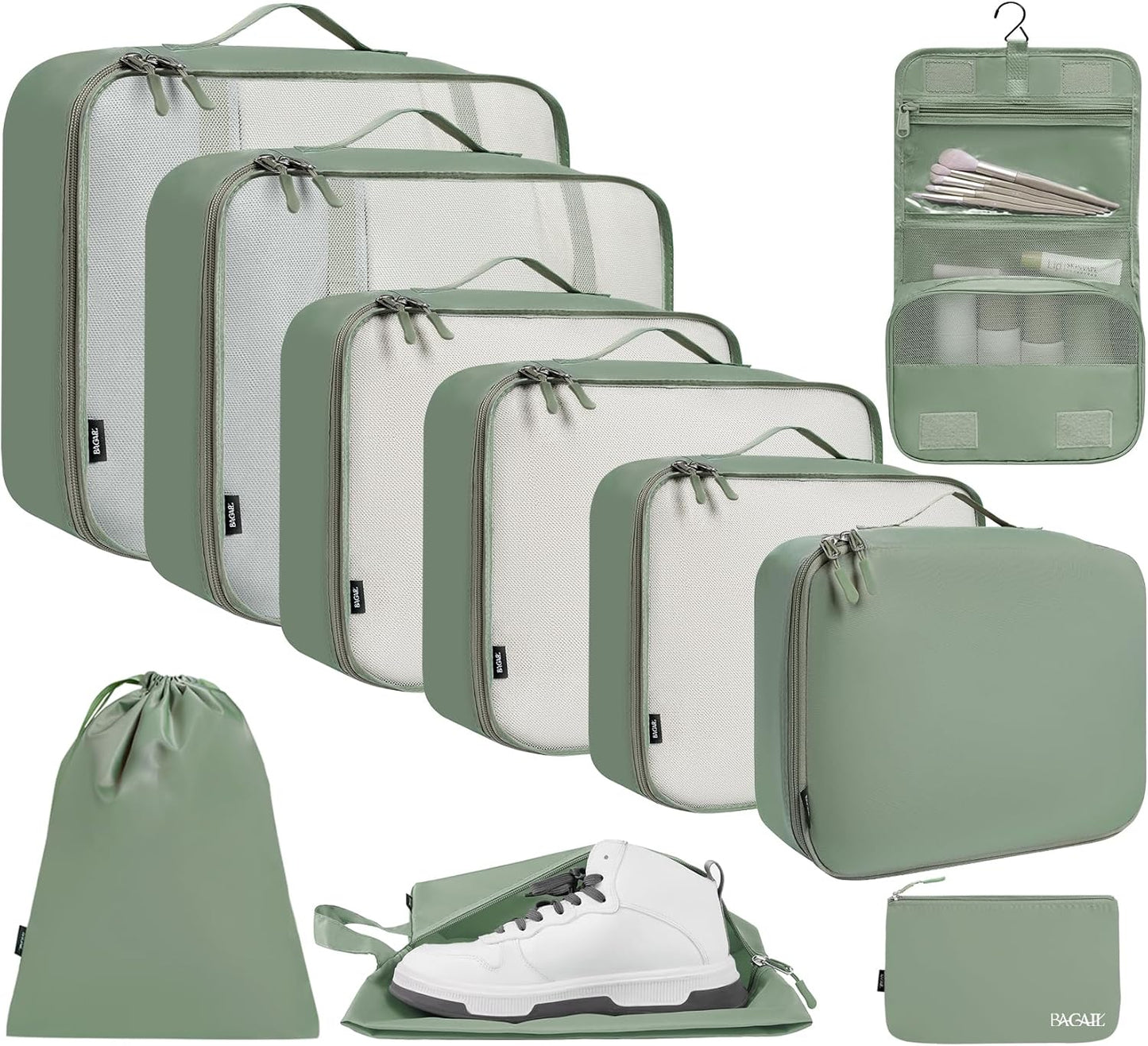 BAGAIL 6 Set/8 Set/10 Set Packing Cubes Various Sizes Packing Organizer for Travel Accessories Luggage Carry On Suitcase