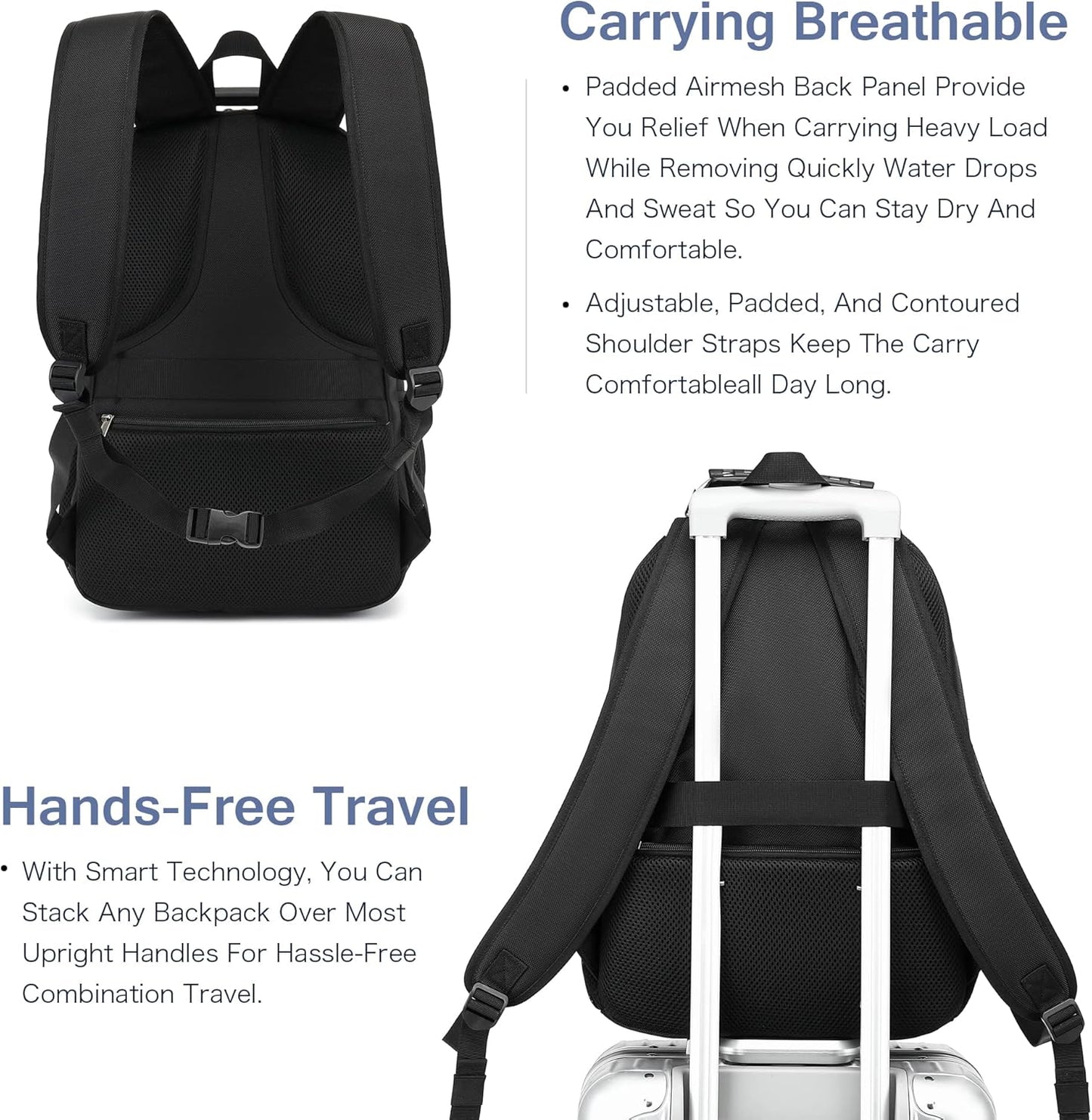 Boniyee Travel Backpack 17.3 Inch, Business Anti-Theft Laptop Bag with USB Charging Port, Waterproof