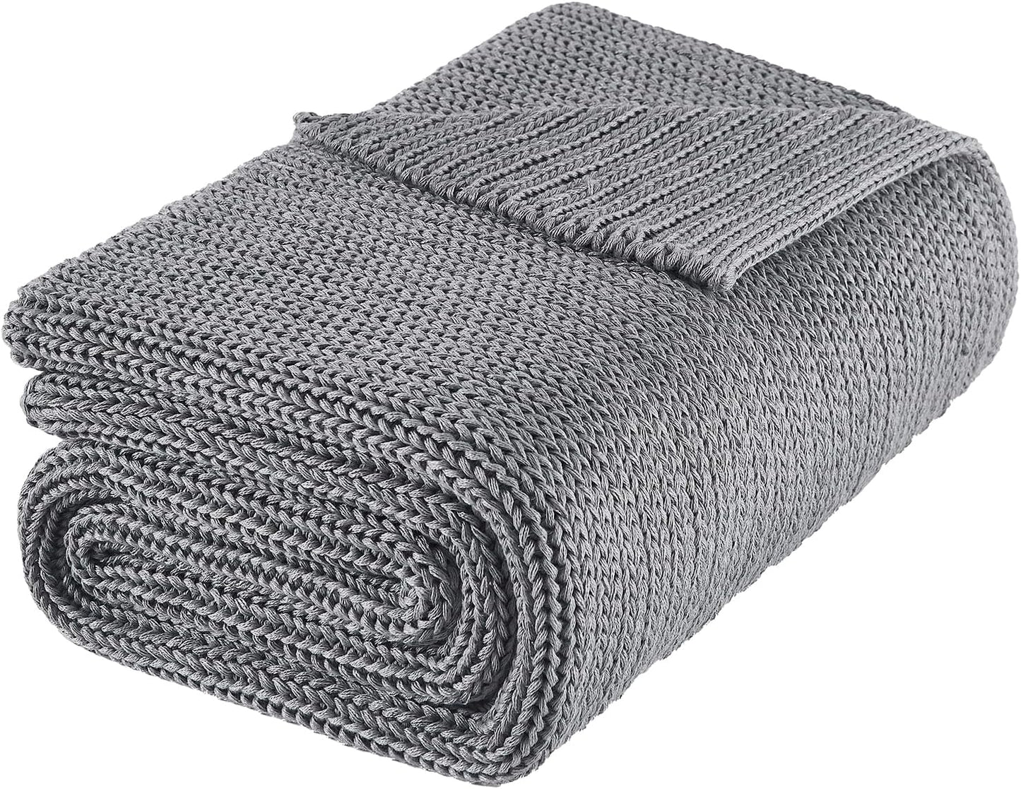 L'AGRATY Knitted Weighted Blanket - 60"x80" 15lbs Cooling Chunky Knit Heavy Blanket for Adults Braided Crochet Throw Thick Cable Yarn Knit Decorative No Beads Evenly Weighted Machine Washable