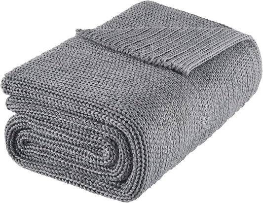 L'AGRATY Knitted Weighted Blanket - 60"x80" 15lbs Cooling Chunky Knit Heavy Blanket for Adults Braided Crochet Throw Thick Cable Yarn Knit Decorative No Beads Evenly Weighted Machine Washable
