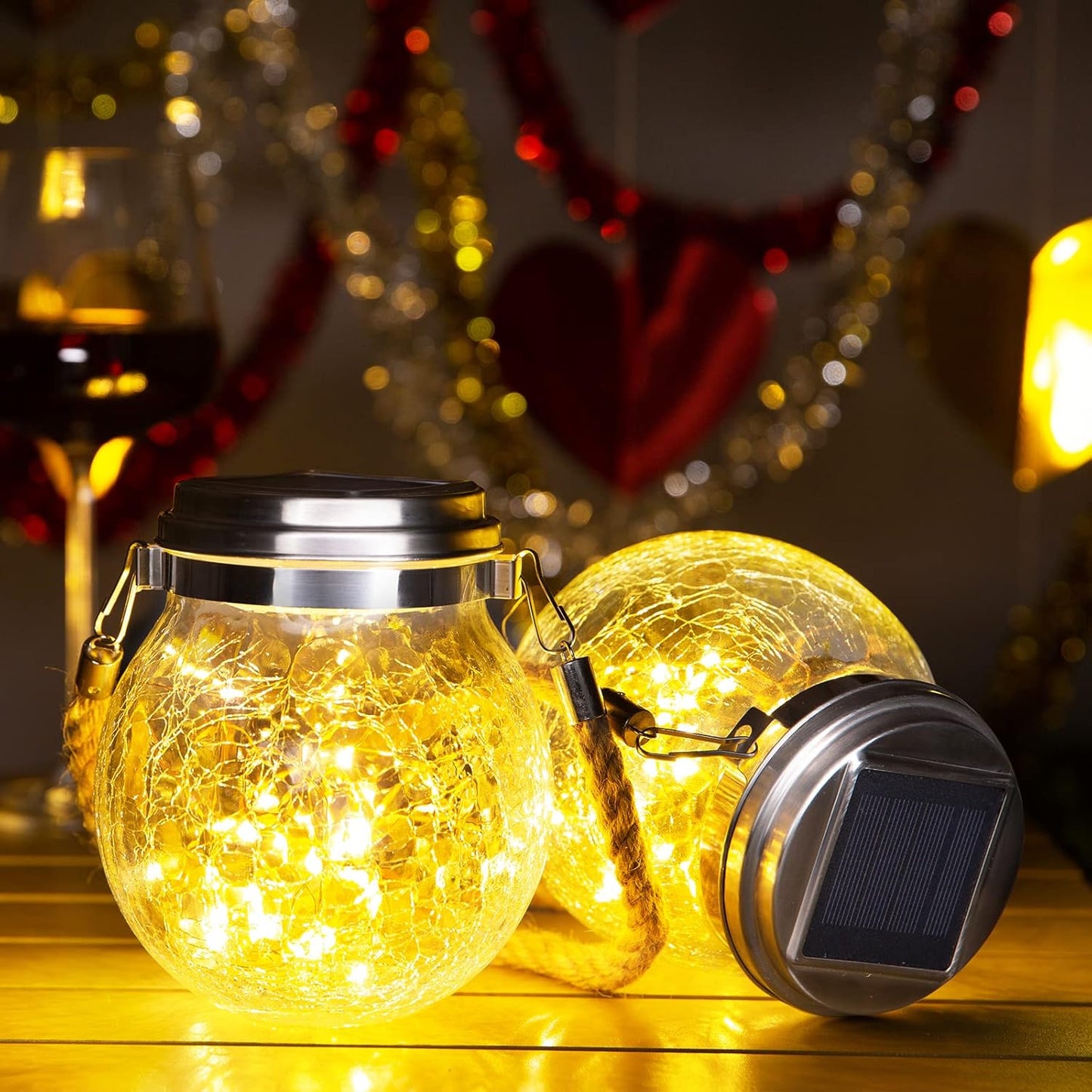 ROSHWEY Solar Lanterns Outdoor Waterproof, 4 Pack Garden Lights Outdoor Lantern Paito Decor Christmas Gifts Solar Globe Lights Outdoor Hanging for Backyard Porch Balcony Decoration, Warm White