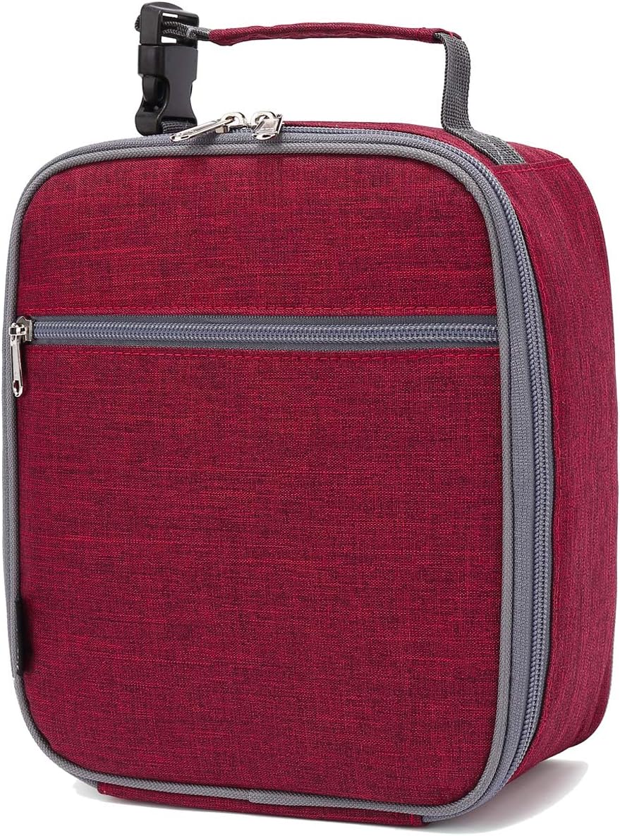 FlowFly Kids Lunch box Insulated Soft Bag Mini Cooler Back to School Thermal Meal Tote Kit for Girls, Boys, Red